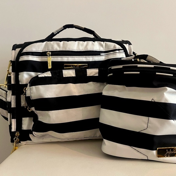 Black and White Stripe Baby Bag